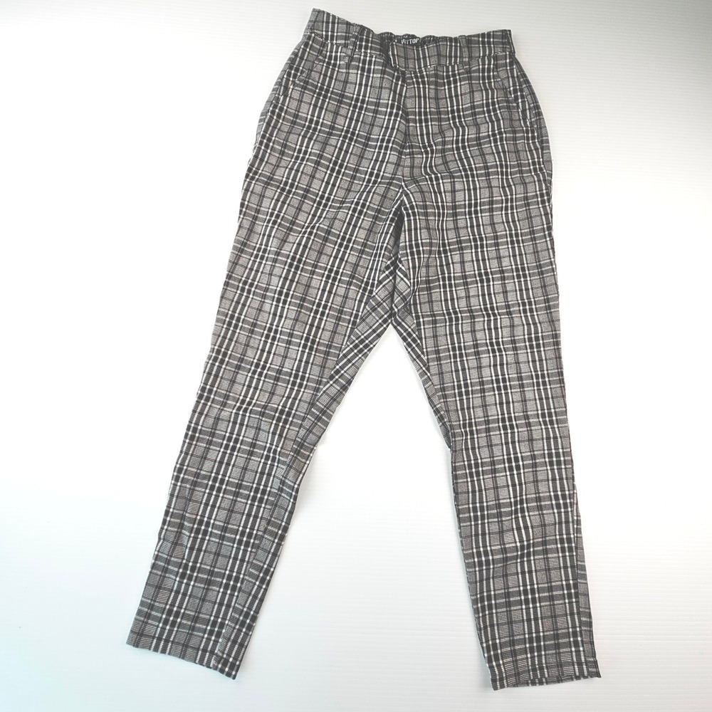 Hot Topic Black White Plaid Tapered Trousers Pants 11894566 Womens Small SM